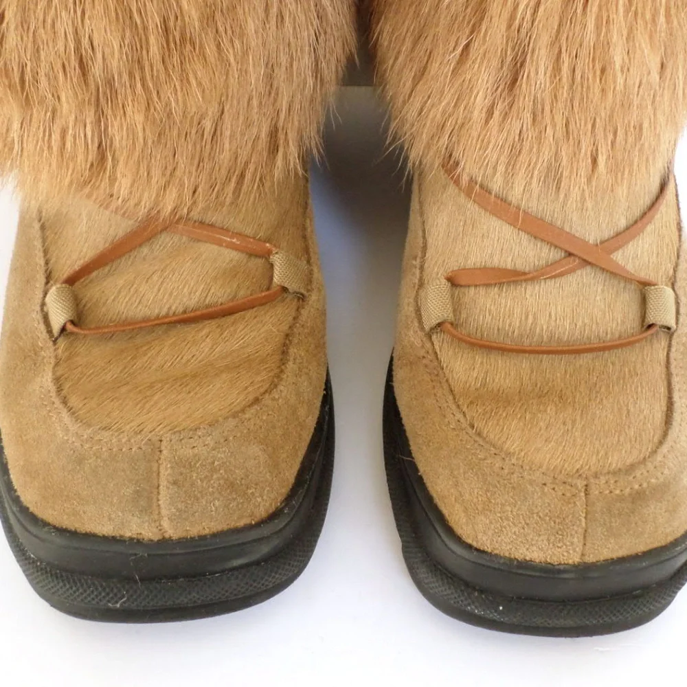 Pajar Women's Tan and Camel Furry Winter Rain Boots